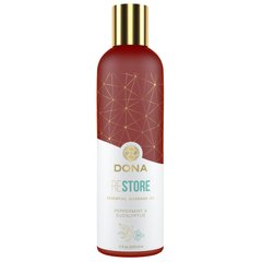 Натуральное массажное масло DONA Restore — Peppermint & Eucalyptus (120 мл) с эфирными маслами, мята перечная и эвкалипт